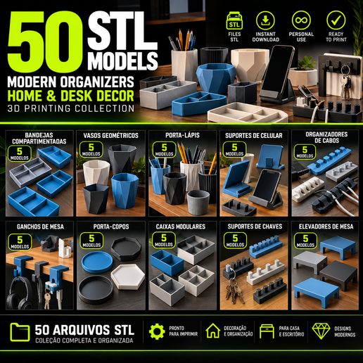 50 STL Models – Modern Home & Desk Organizers