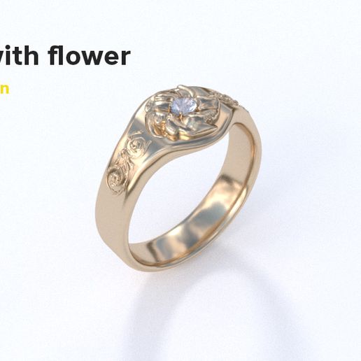 Big flower ring - 3D model önizlemesi