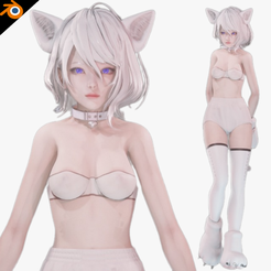 white-2-1200x1200.png Cat Girl Cosplay - Realistic Female Character - Blender Eevee