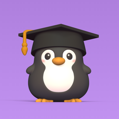 Cod199-Penguin-Graduate-1.png 3D-Datei Pinguin-Absolvent・3D-druckbares Design zum Herunterladen