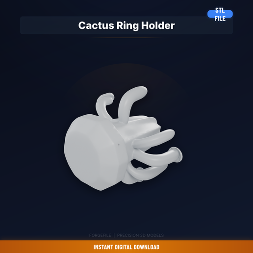 Cactus Shaped Ring Holder, Multiple Arms For Rings, Cute - 3D Printable STL File