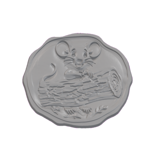 Cartoon Mouse on Log Relief Panel STL