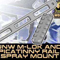 AX UNW M-LOK AND Teh Ne Ne PN SPRAY MOUNT UNW M-lok or Picatinny rail spray paint mount.