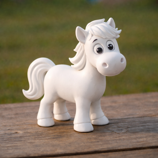 Cute Cartoon Pony STL File – Adorable Horse 3D Print Figurine – Farm Animal Model