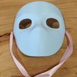 perihelion-moretta-mask-with-pink-ribbon-perspective-view.jpg Moretta/Servetta Muta - Máscara de mascarada veneciana - Perihelion Prints