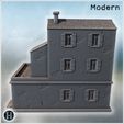 7.jpg Multi-level structure with tiled roofs, protruding wings and arched double entrances (78) - Modern WW2 WW1 World War Diaroma Wargaming RPG Mini Hobby