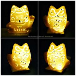 2014cat_03.jpg Download free STL file Lucky Cat Lamps carved • 3D printable model, mingshiuan