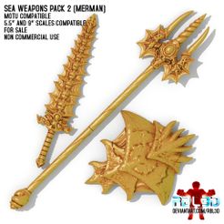 RBL3D_Sea_Weapons_2_-Merman-_0.jpg Fichier OBJ Pack d'armes de mer 2 "Mer-man" (épée, trident et bouclier)・Modèle pour impression 3D à télécharger