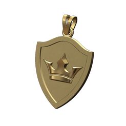 Simple-crown-Shield-pendant-00.jpg STL-Datei Krone und Schild Speicher Anhänger mit Bügel 3D-Druck Modell・3D-Drucker-Vorlage zum herunterladen