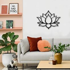 flor-de-loto-2-mockup.jpg STL file Lotus flower Slim - Wall art・3D print object to download