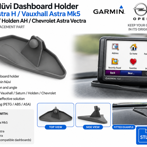 Garmin Nüvi Dashboard Holder for Opel Astra H / Vauxhall Astra Mk5 / Saturn Astra / Holden AH / Chevrolet Astra Vectra