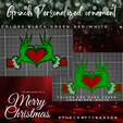 Grinch-2ornament-colors.png Grinch Hands Ornament with heart Bundle and Font / Personalized ornament with Font