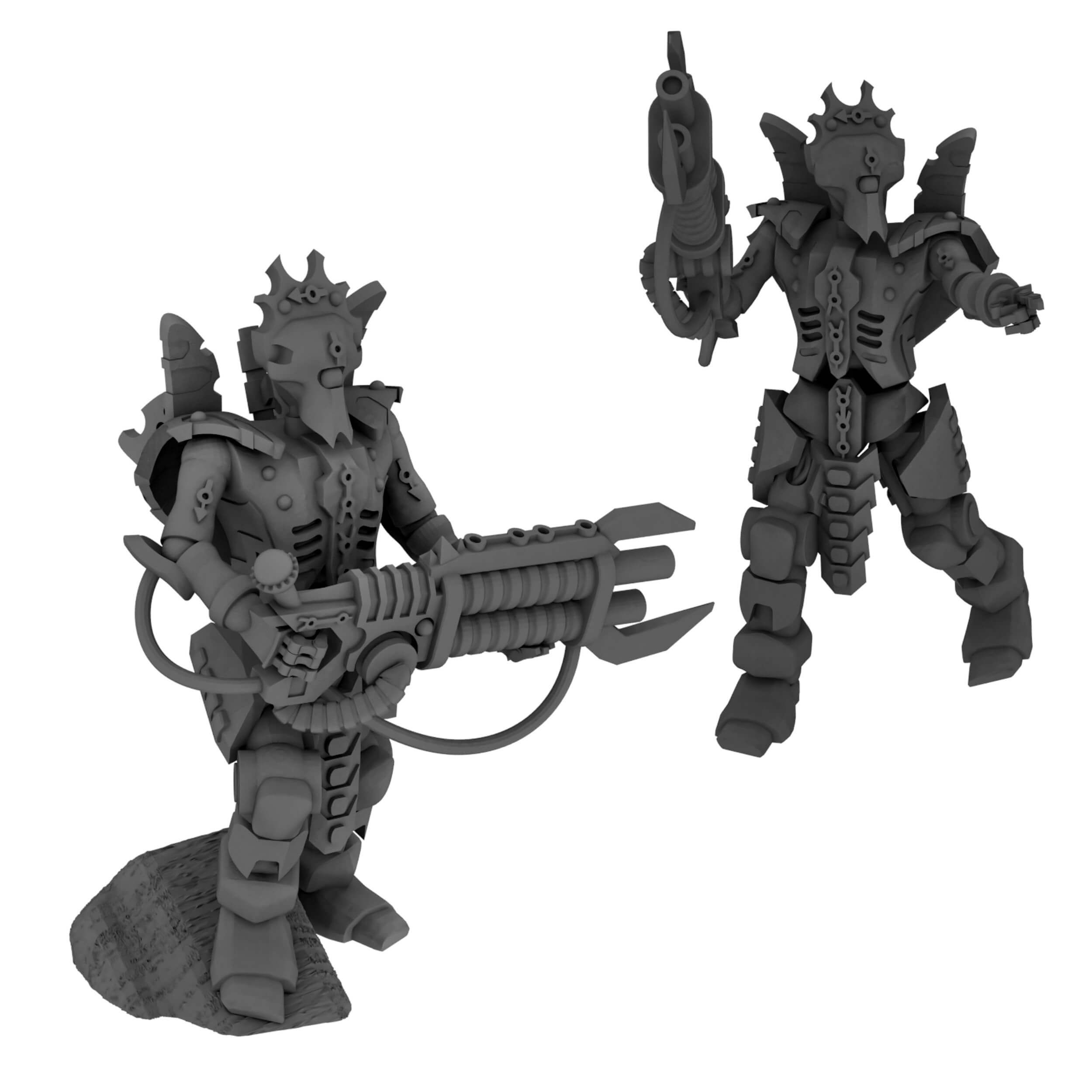 Tomb-Guardian-blaster-sample-1.jpg Fichier 3D Tomb sentinel crawler et two foot soliders (Sci Fi Resin Miniatures)・Objet pour imprimante 3D à télécharger, MysticPigeonGaming
