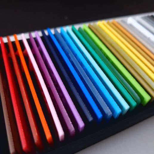 Individual Colour and Material Print Test Plaque Card Sample 3D Printing Colour Swatch and Filament Testing Sliding Organisation Box STL Files 3D model