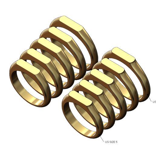 2 style thin stacker slot signet US sizes 5to9 3D print model 3D model