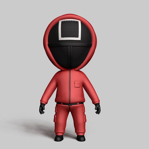 🦑 Squid Game Soldier Mask Square・Free STL File for ・Cults