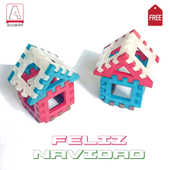 CASITA_NAVIDAD3.png Fichier STL gratuit DESIGN 3D GRATUIT - Casse-tête - Pièces carrées et triangulaires.・Modèle imprimable en 3D à télécharger