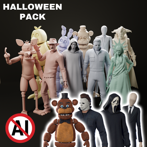 Halloween Pack Freddy Fazbear, Michael Myers, Ghostface, Slender Man, Freddy Krueger, Lady Liberty, Bonnie, Chica, Foxy, Huggy Wuggy + 13 more SKIN FORTNITE FIGURE