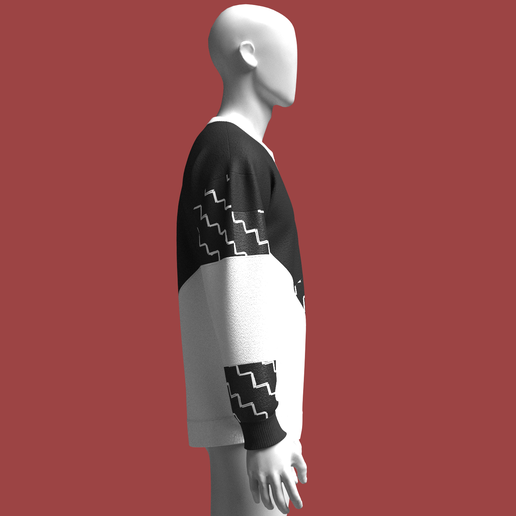 Men-Cut-And-Sew-Printed-Sweatshirt_7.png Hombres Cut And Sew Sudadera Impresa | Marvelous / Clo3d / obj / fbx
