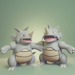 rhydon-render.jpg Archivo STL Pokemon - Rhydon con 2 poses diferentes・Plan para descargar y imprimir en 3D, Fontoura3D