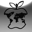 1.jpg line art apple, wall art apple, apple EARTH, 2d art apple earth, apple earth decoration