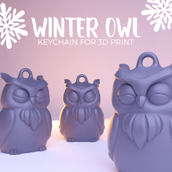 Owl-Keychain-1.png STL file Owl- Keychain - Print in Place- Free Supports・3D printer design to download