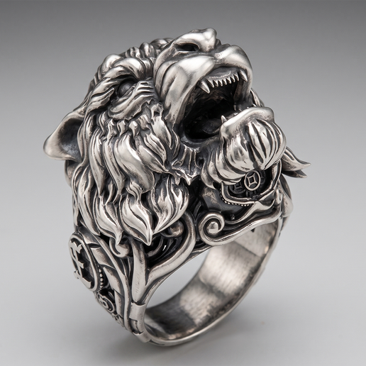 Fierce Roaring Tiger Head Heavy Signet Ring