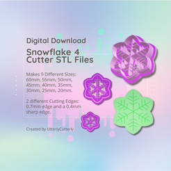 Cover-7.png Clay Cutter STL File Snowflake 4 - Christmas Earring Digital File Download- 9 sizes & 2 Cutter Versions, cookie cutter, christmas ornament
