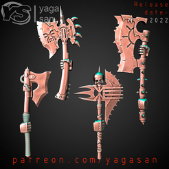 1.png 3D file Chaos and Kharne Axes KitBASH Pack (WITH 9 ARMS POSITIONS)・3D printing idea to download, yagasan