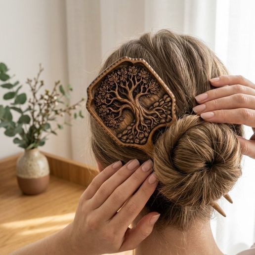 Tree of Life Hair Fork CNC Relief STL