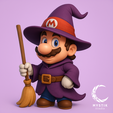 mario-bruja.png 魔法师马里奥 - 万圣节 3D 卡通风格公仔