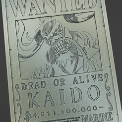 wanted25.png Archivo STL kaido cartel de se busca - one piece・Modelo para descargar y imprimir en 3D