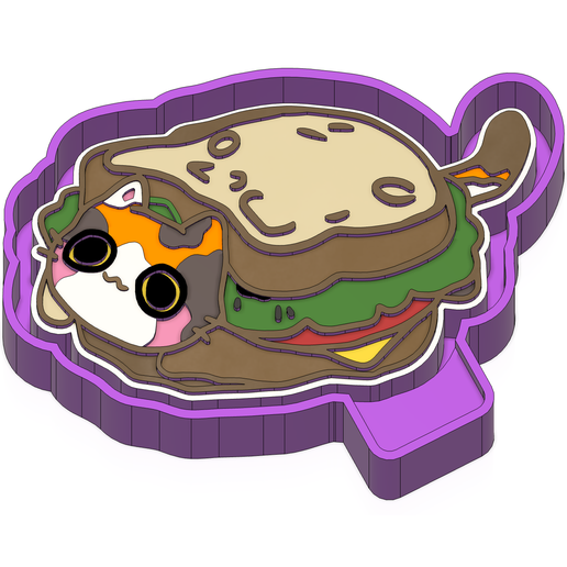 Cat sandwich Freshie STL Mold Housing 3D model