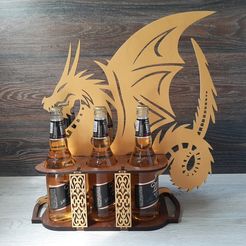 yon050k7.jpg Free 3D file laser cutting plasma cutting mdf Drink Holder Dragon Beer Tray dxf cdr svg file format・3D printer model to download