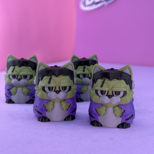 🐱 KittyCat Frankenstein — Articulated Cat Keychain | Multicolor