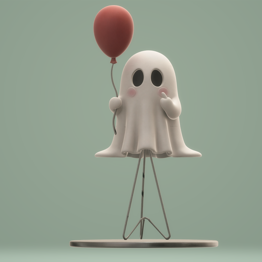 Cute Ghost with Balloon STL | Halloween 3D Printable Figurine