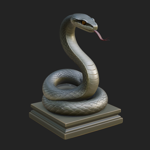 Cobra on Pedestal Statue Design 3 - 3D Print Model