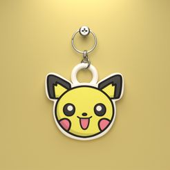 pichu-head-render.jpg Файл STL БРЕЛОК С ГОЛОВОЙ ПОКЕМОНА ПИЧУ (ПРОСТАЯ ПЕЧАТЬ БЕЗ ПОДДЕРЖКИ)・3D модель для печати скачать