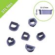 ETSY-view2.jpg Mini Polymer Clay Cutters, six shapes 0.6" (15mm) perfect for studs, heart, pentagon, trapezoid, half-circle, Set #2