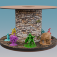 MiniTower-StoneBase.png MiniTower - Filament Spool Recycling Miniatures Display (Modular, Stackable, Interlockable) - Turn Empty Filament Spools Into D&D Displays!