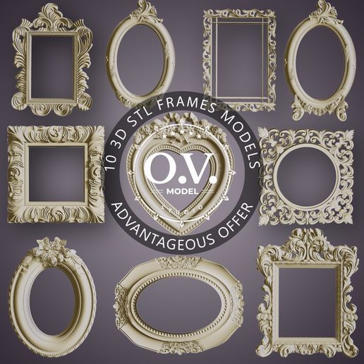 🖼️ Carved frame pack 10 models, CNC frame models, STL file pack ...