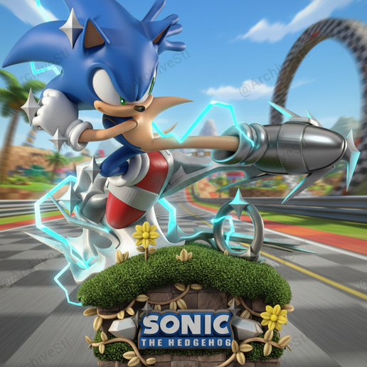 Sonic the Hedgehog - Dynamic High-Speed Fan Art Statue for 3D Printing