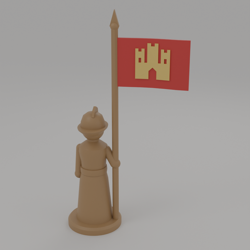 Castilian Soldier Banner Bearer - Castle Flag | Stylized Medieval Figure