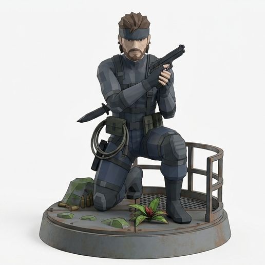 Solid Snake PS1 Low Poly 3D Printable Figure STL – Metal Gear Solid