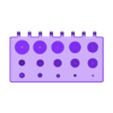 DrillBit_4mm12mm_rounded.stl Drill bit holder for pegboard with 4mm holes and 12mm spacing (Biltema)