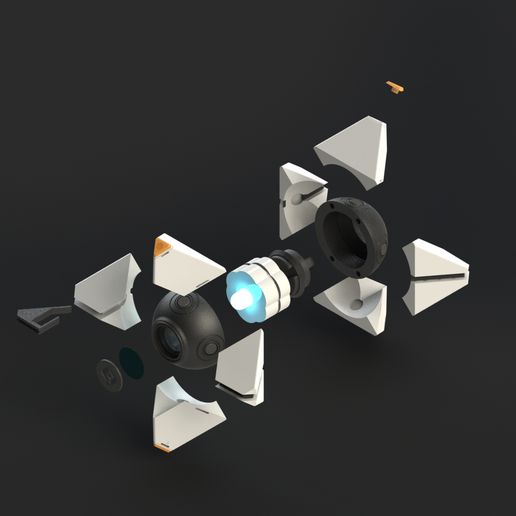 Render_Explode1.JPG Ghost Fully Detailed Model, LED Illuminated, Fully printable without supports!