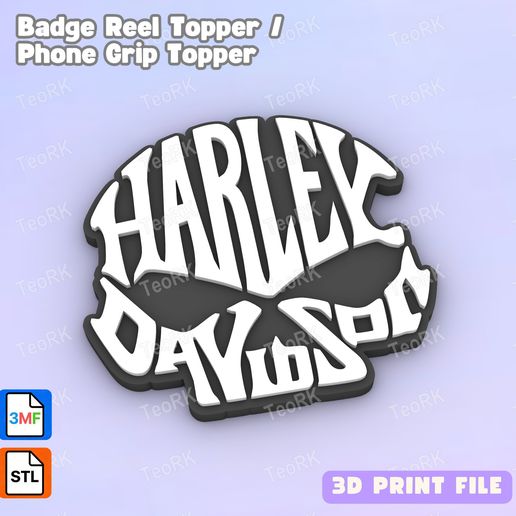 Badge Reel Topper Flat Back HARLEY DAVIDSON - Phone Grip Topper - 3MF