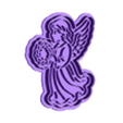 anjo 4.stl Angel Cookie Cutter + Stamp + Handle | STL File