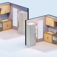 Low-poly-kitchen-1.jpg Low poly orthographic view of kitchen in a studio house Low-poly CG model