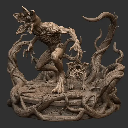 👹 Demogorgon Demodog Stranger Things Diorama - Premium 3D Print Model ...
